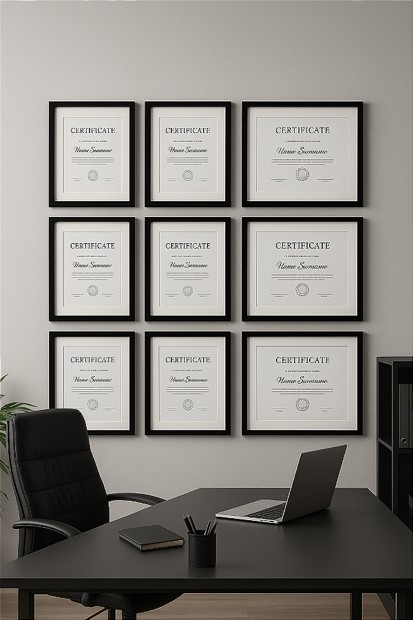 kits Quadros moldura madeira lisa preta 0,21x30 (9 unid) com vidro