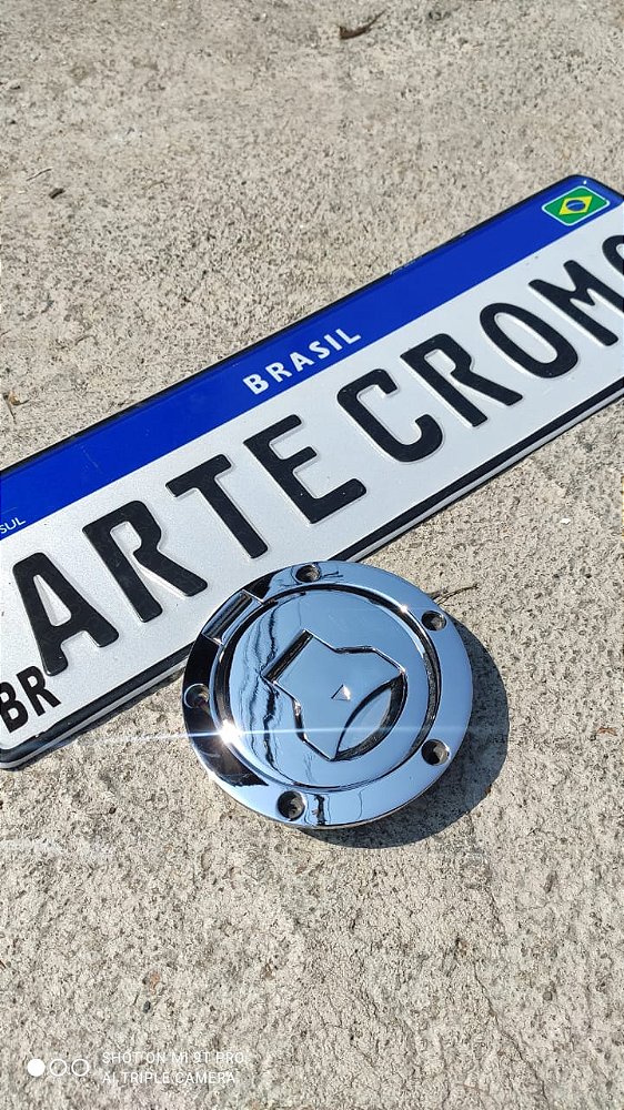 TAMPA DO TANQUE CROMADA HONDA 160 TWISTER BROS XRE LINHA ARTE CROMO