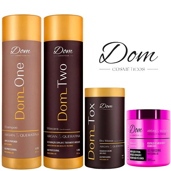 Kit Escova Progressiva Dom Two + Btox Dom Tox e Máscara Nutritive