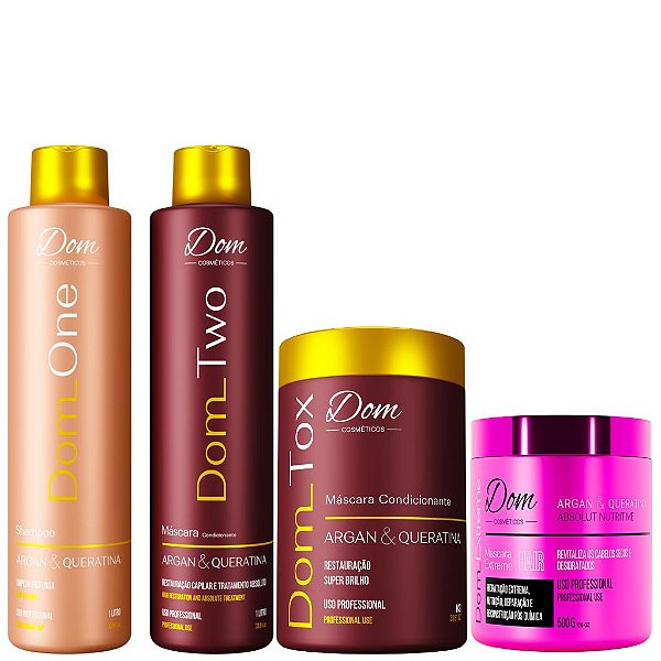 Kit Escova Progressiva Dom Two + Btox Dom Tox e Máscara Nutritive