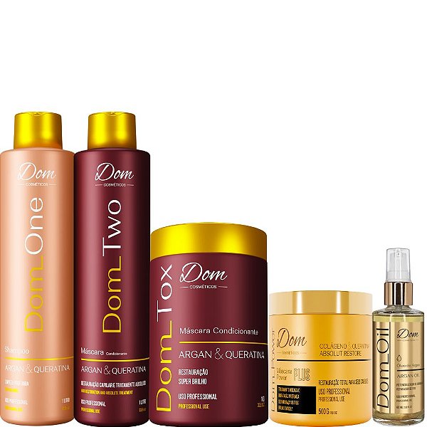 Kit Progressiva Dom Two e Btox Dom Tox + Máscara + Oil Argan