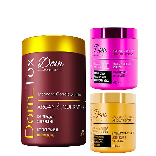 Kit Btox Dom Tox e Máscaras Extreme e Power 500g