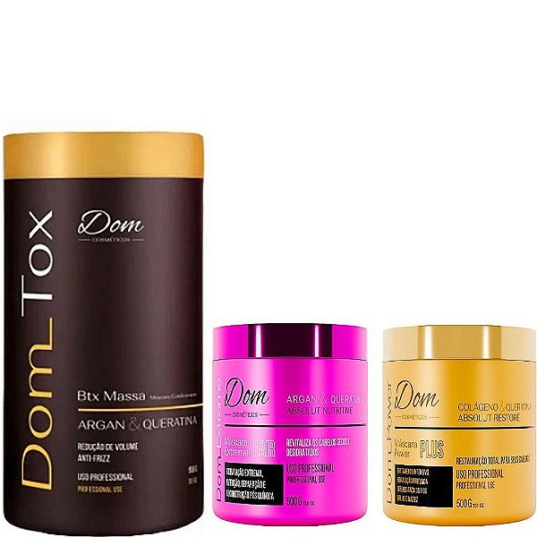 Kit Btox Dom Tox e Máscaras Extreme e Power 500g