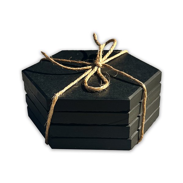 PORTA COPOS HEXAGONAL - ARDÓSIA - COR GRAFITE - KIT COM 4 UNIDADES