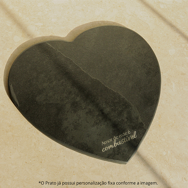 ESPECIAL - PRATO CORAÇÃO - "COMBUSTÍVEL" - ARDÓSIA - COR GRAFITE