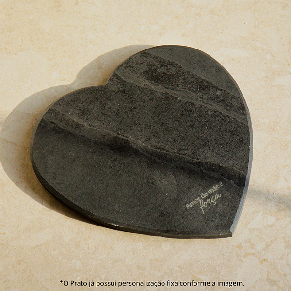 ESPECIAL - PRATO CORAÇÃO - "FORÇA" - ARDÓSIA - COR GRAFITE