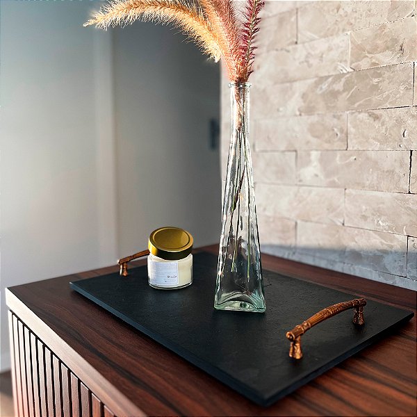 BANDEJA COM ALÇA CLASSIC - ARDÓSIA - COR GRAFITE