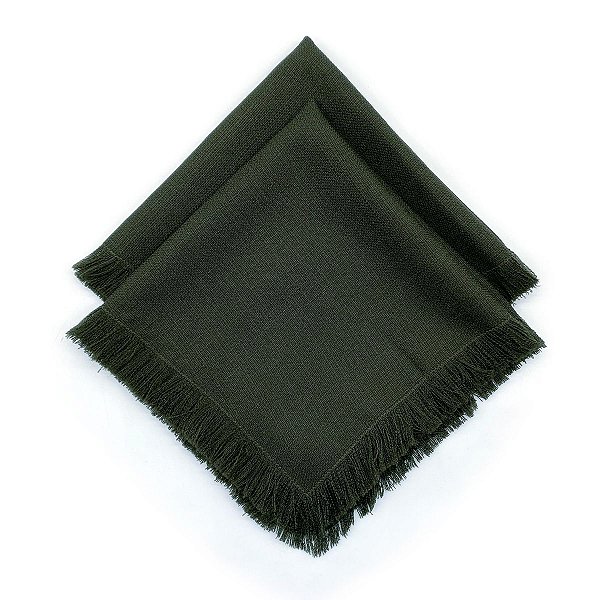 GUARDANAPO COM FRANJA - LINHO CHECK - COR VERDE MUSGO - KIT COM 2 UNIDADES