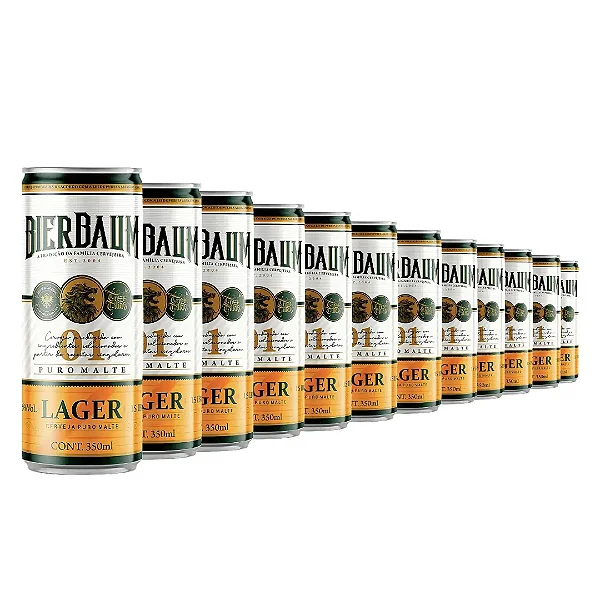 Fardo com 12 Cervejas Lager Bierbaum | Lata 350ml Artesanal Puro Malte