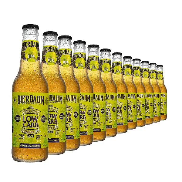 Caixa com 12 Cervejas Low Carb Sem Glúten Bierbaum | Session IPA 355ml - Artesanal Puro Malte