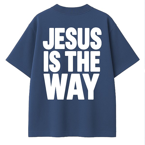 Camiseta Azul Oversized Preta Jesus The Way
