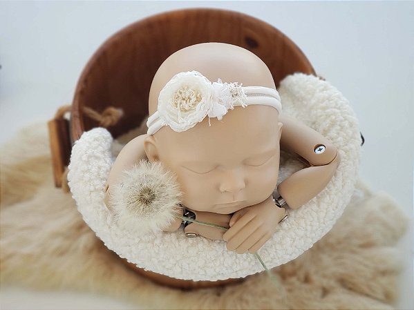 Headband Mara Branco (meia de seda)