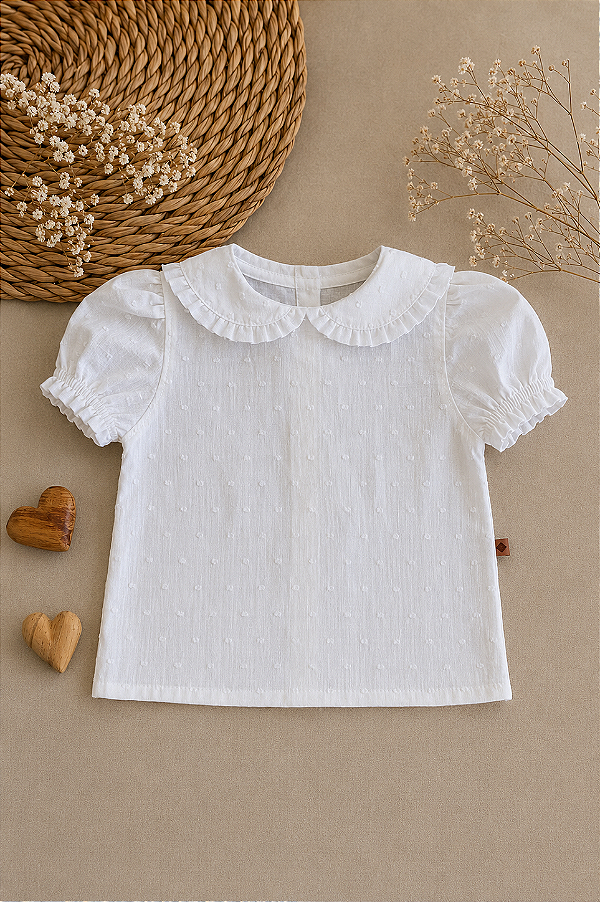 Camisa Algodão Poá Branco