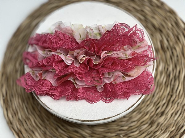 Saia Falsa Tutu Pink com Floral