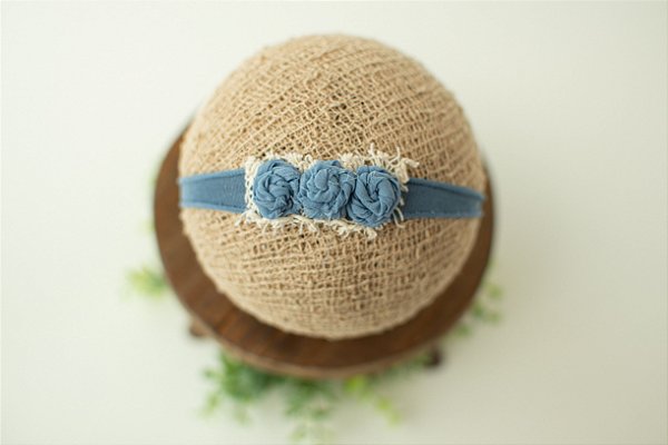 Headband Florzinha Azul Jeans
