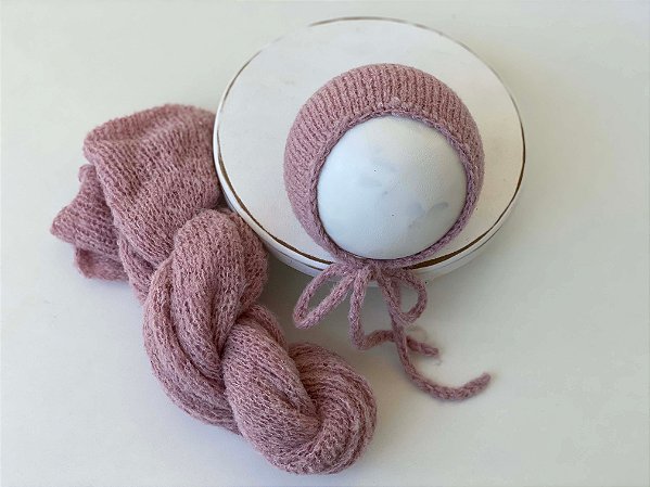 Conjunto Wrap Mohair Rosê