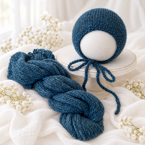 Conjunto Wrap Mohair Fine Azul Noite
