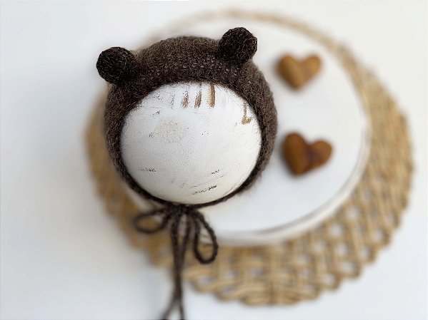 Touca Ursinho Mohair Marrom Escuro