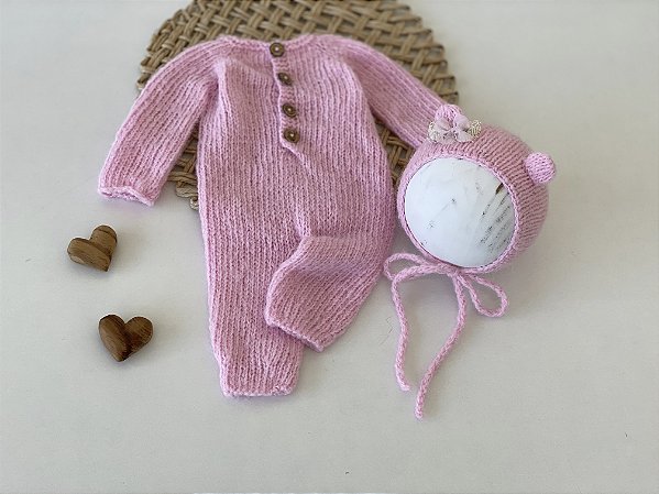 Conjunto Macacão Mohair Rosa