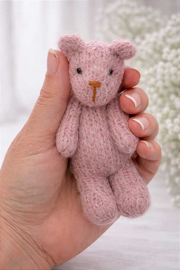 Ursinho de Tricô Mohair Rosê