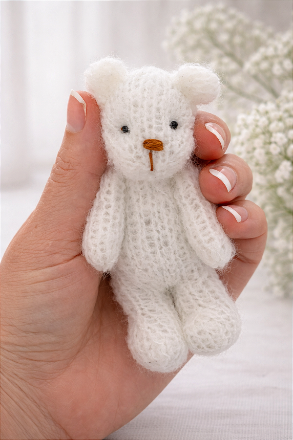 Ursinho de Tricô Mohair Branco