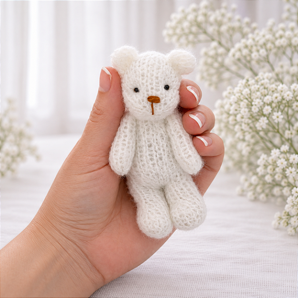 Ursinho de Tricô Mohair Branco