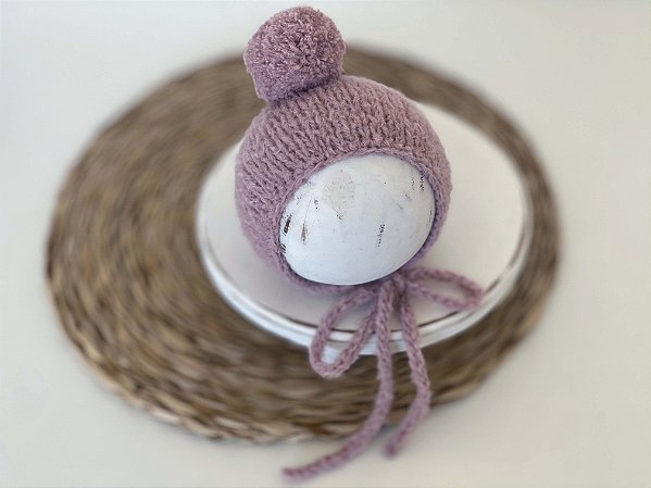 Touca Pompom Mohair Rosê
