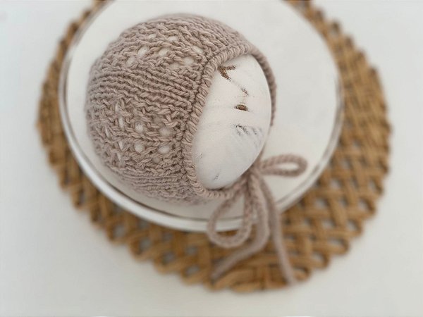 Touca Merino Trabalhada Bege