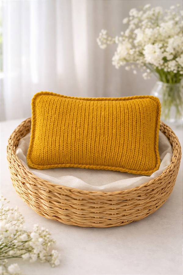 Travesseiro com capa Mohair Mostarda