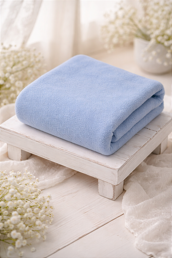Manta para Puff Algodão Doce Azul Bebê