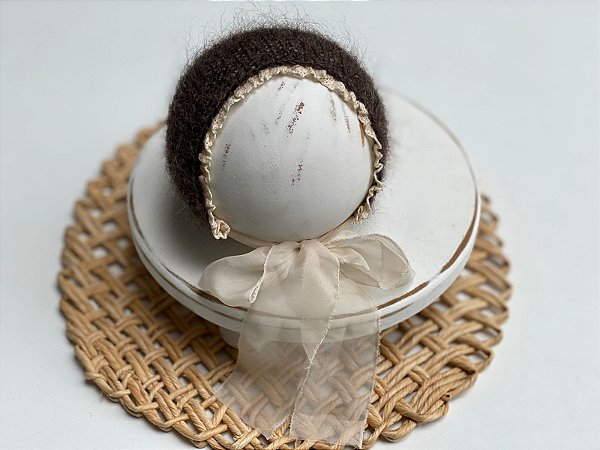 Touca Mohair Rendinha Marrom