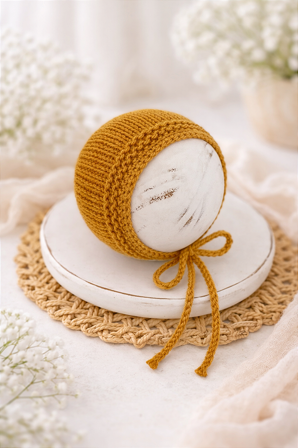 Touca Clássica Tricô Mostarda