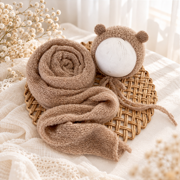 Conjunto Wrap com Touca Ursinho Cute