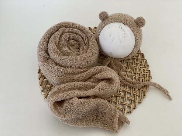 Conjunto Wrap com Touca Ursinho Cute