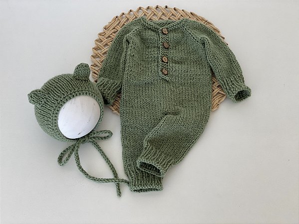Conjunto Macacão com touca Verde