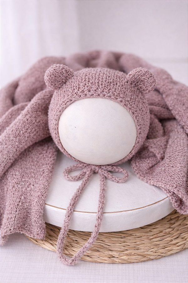 Conjunto Wrap e Touca Ursinho Sweet Rose