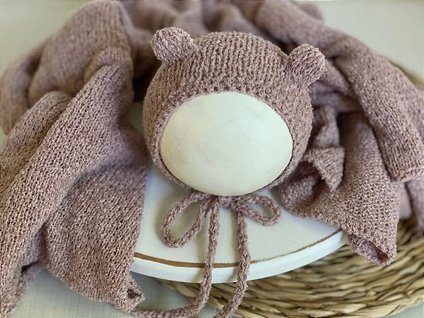 Conjunto Wrap e Touca Ursinho Sweet Rose