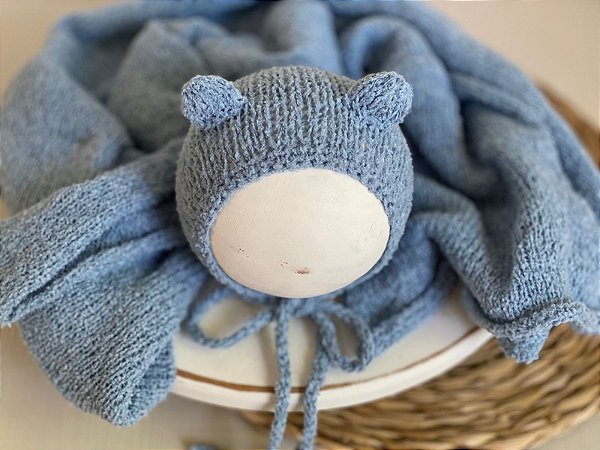 Conjunto Wrap e Touca Ursinho Sweet Azul