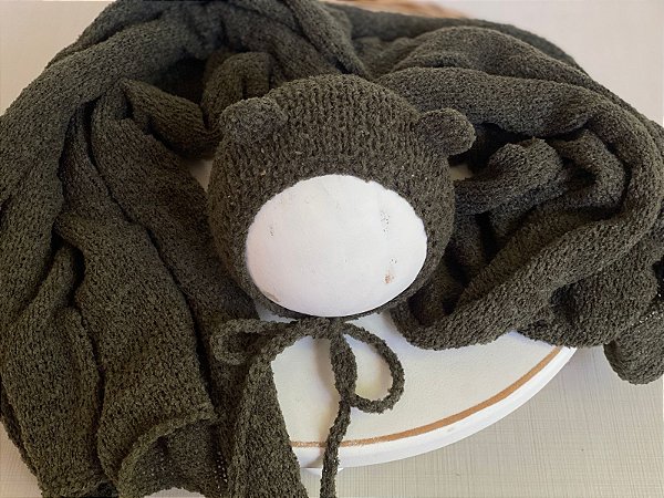 Conjunto Wrap e Touca Ursinho Sweet Militar