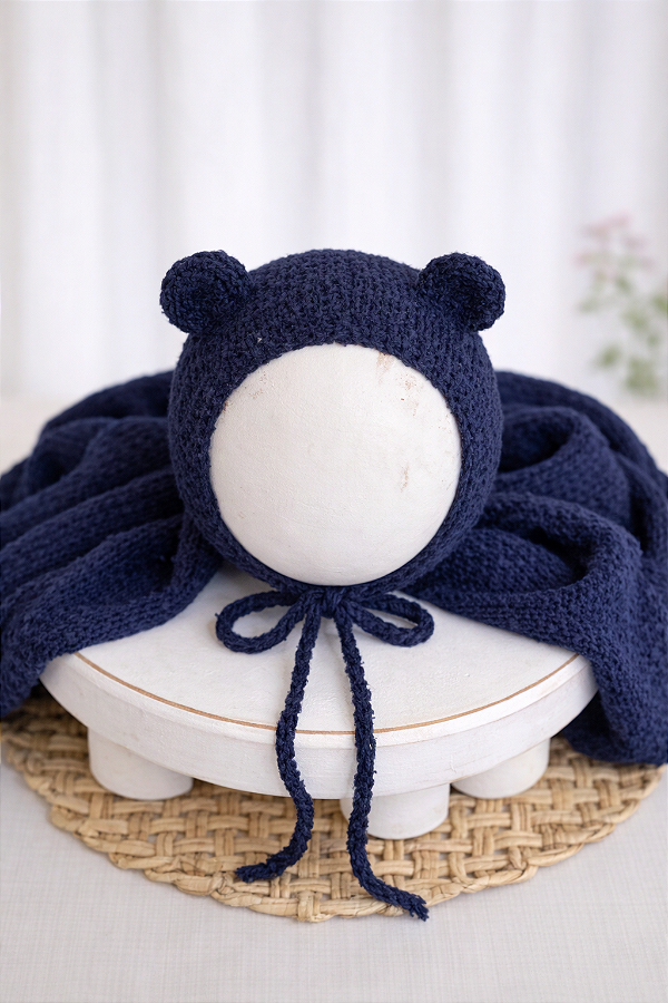 Conjunto Wrap e Touca Ursinho Sweet Marinho