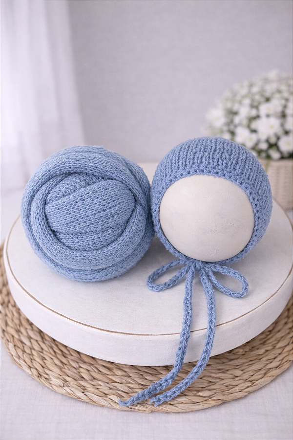 Conjunto Wrap e Touca Sweet Azul
