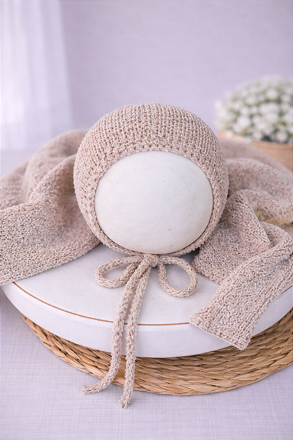 Conjunto Wrap e Touca Sweet Bege