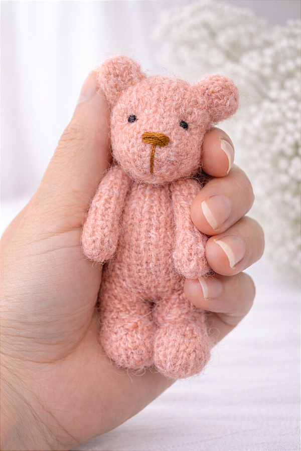 Ursinho de Tricô Mohair Salmão