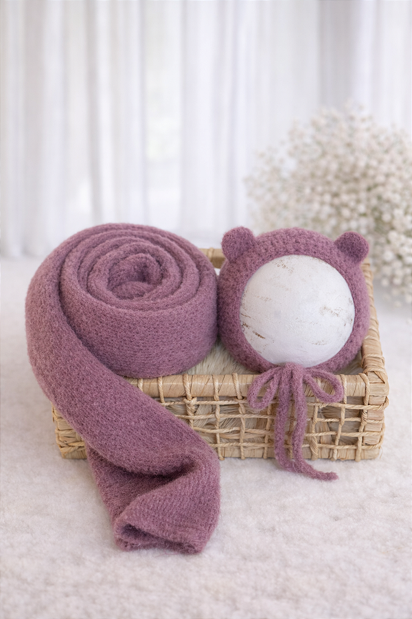 Conjunto Wrap e Touca Ursinho Comfy Lilac