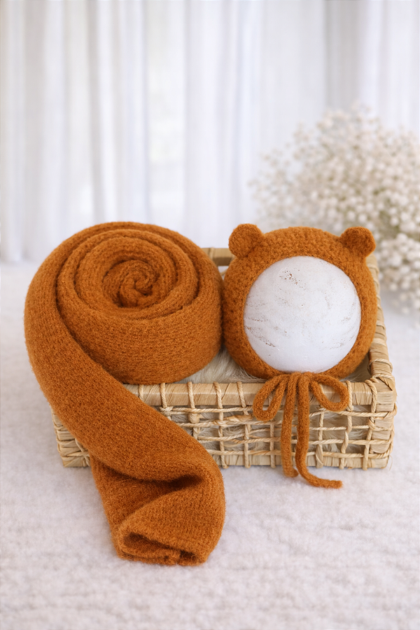 Conjunto Wrap e Touca Ursinho Comfy Curry