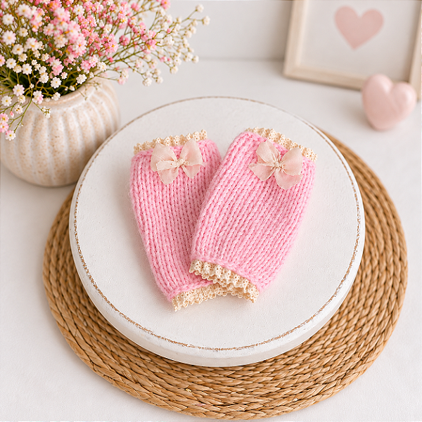 Polainas com rendinhas Rosa bebê