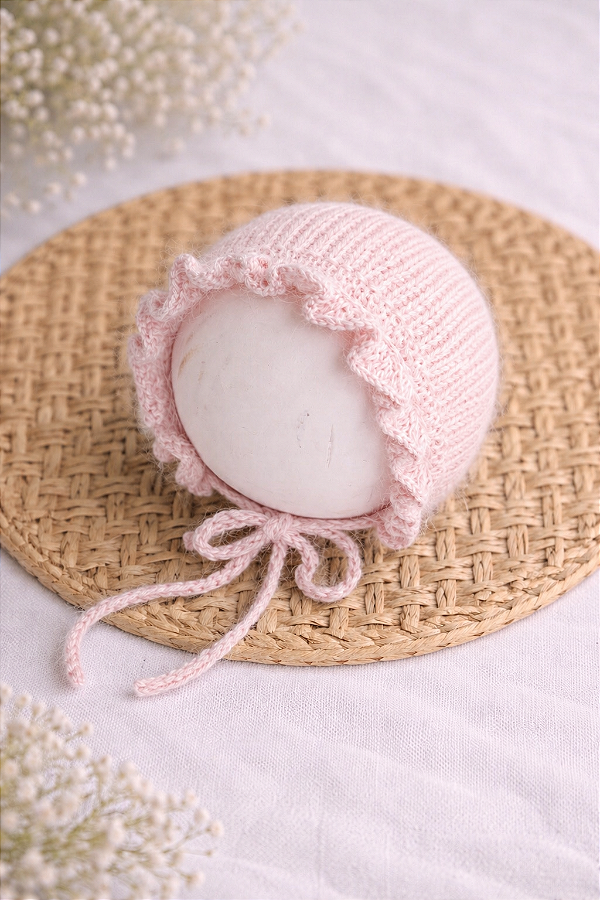 Touca Eloá Babadinho Rosa bebê