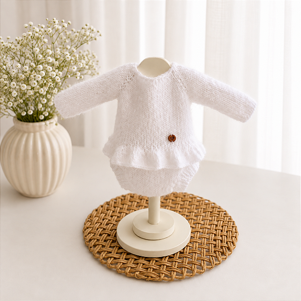 Body Babadinho Lia – Mangas Longas | Cor Branca