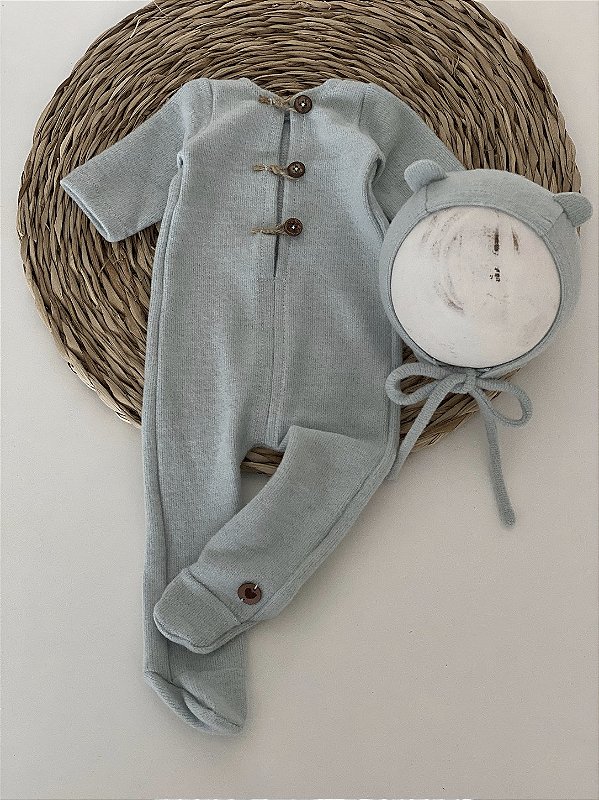 Conjunto Macacão Newborn Soft Tiffany - Pezinho Fechado