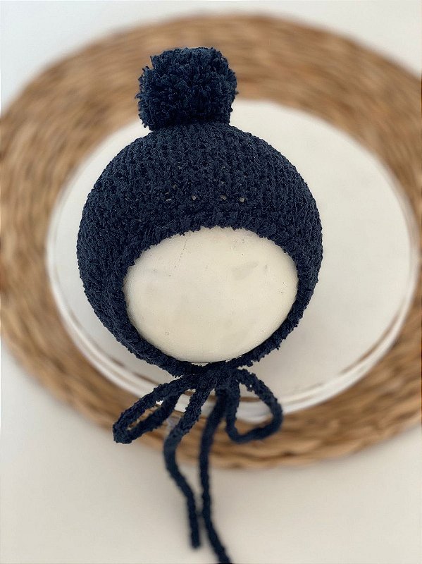 Touca Pompom Azul marinho Newborn